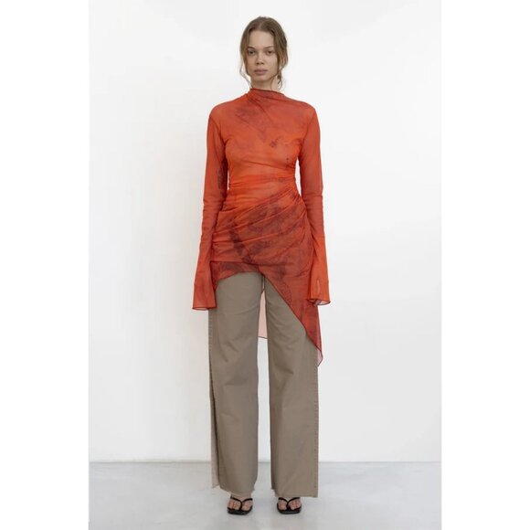 Jade Cropper Draped Twisted Dress in Red Snake Print 38 New Womens Serpent Mesh - Picture 13 of 13